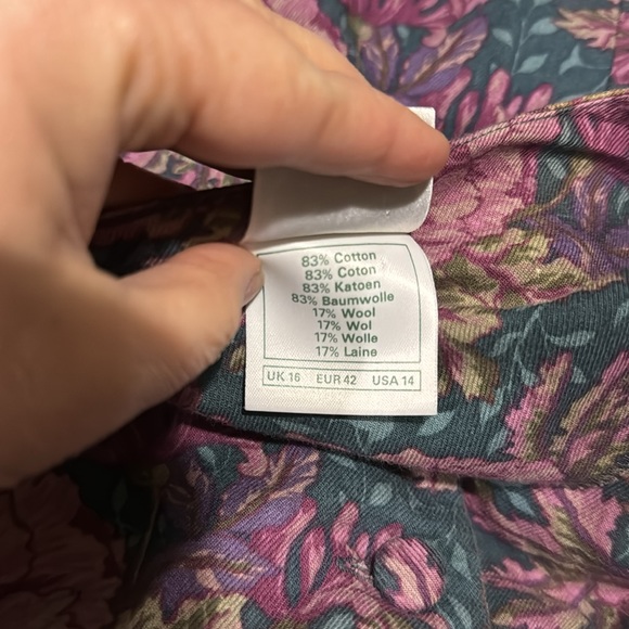 Vintage Laura Ashley cotton wool floral tapestry dress w long sleeves - Picture 9 of 9